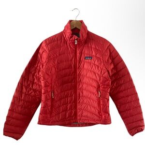 Womens Patagonia Down Full zip jacket coat Size S Puffer Red and Turquoise